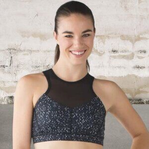 Lululemon Meshed Up Sports Bra Womens Black Dotted Mesh - Size 6
